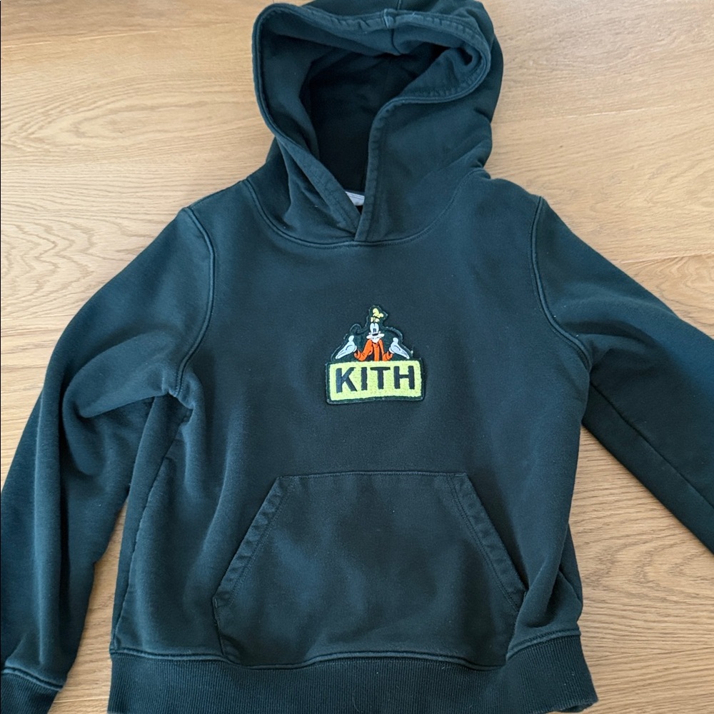 Kith Kids Dark Green Hoodie with Cartoon Patch